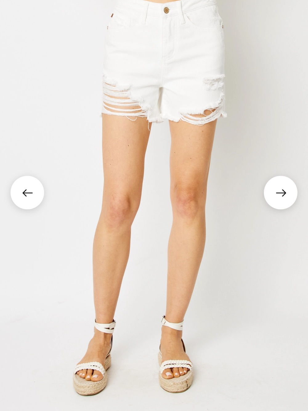 Judy Blue White Distressed High-Rise Jean Shorts